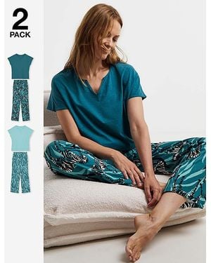 JD Williams (2 Pack) Cotton Pyjama Sets - Blue