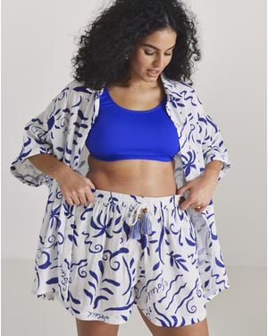 Beach To Beach Oversized Beach Shirt And Short Co-Ord - Blue