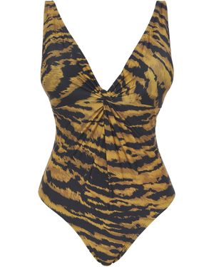 Simply Be High Apex Non Wired Swimsuit - Multicolour