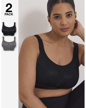 Pretty Secrets 2 Pack Medium Sports Bras - Black