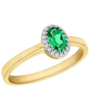 iJewel 9Ct Lab Diamond Emerald Ring - Multicolour
