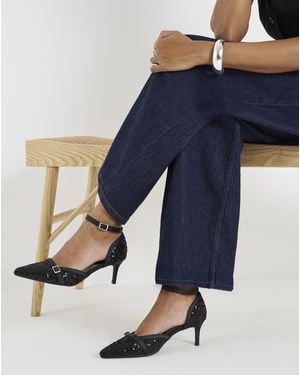 Simply Be Sequin Two Part Point Heel Extra Wide - Blue