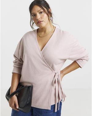 Simply Be Ribbed Wrap Top - Natural