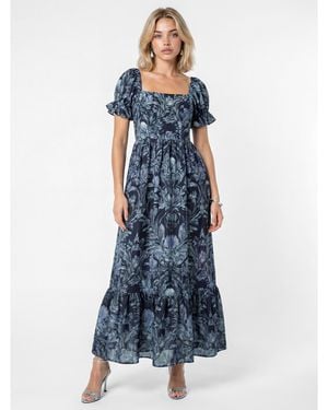 Lovedrobe Floral Print Midaxi Dress - Blue