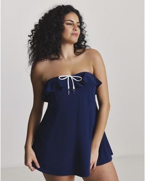 MAGISCULPT Ruffle Bandeau Swimdress - Blue
