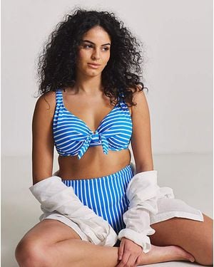 Figleaves Tie Front Underwired Bikini Top - Blue