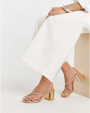 Simply Be Strappy Low Block Heels Wide Fit - Natural