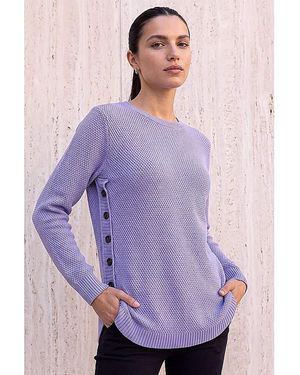 Roman Roman Textured Curved Hem Jumper - Purple