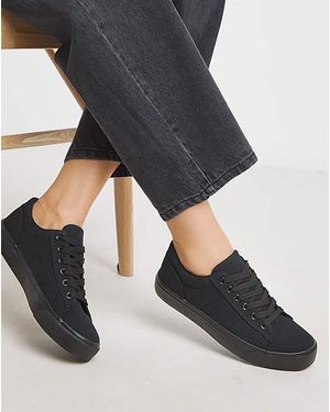 Simply Be Lace Up Canvas Trainer Extra Wide - Black