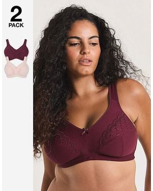 Pretty Secrets 2 Pack Sally Minimiser Non Wired Bras - Multicolour