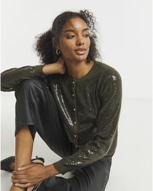 Joanna Hope Sequin Knit Cardigan - Black