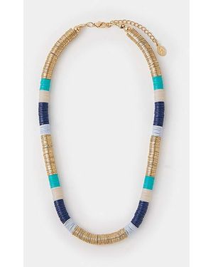 Accessorize Disc Beaded Necklace - Blue