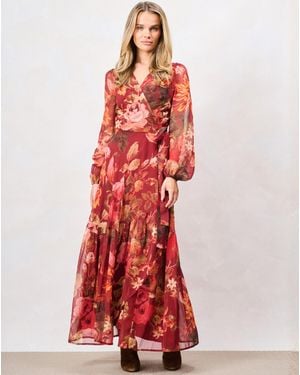 Hope & Ivy The Ashley Wrap Dress - Red