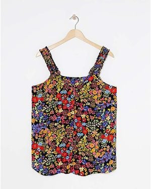 Simply Be Floral Print Button Frill Strap Cami - Red