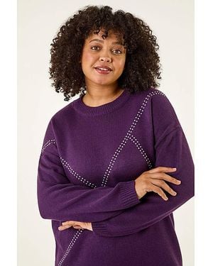 Roman Curve Hotfix Knit Jumper - Purple