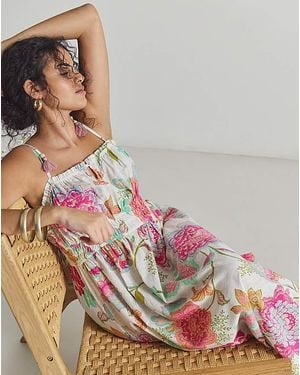Figleaves Shirred Maxi Beach Dress - Pink