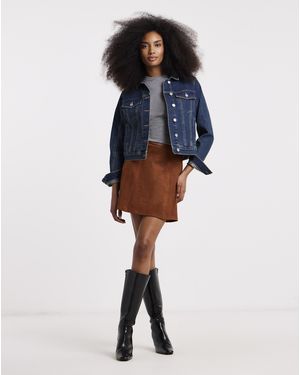 Simply Be Vintage Wash Denim Jacket - Blue