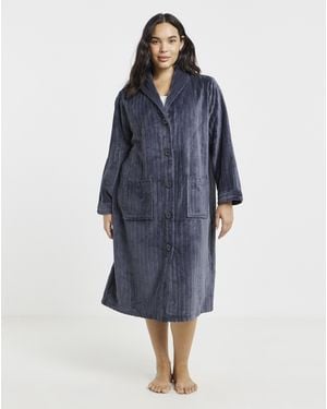 Pretty Secrets Button Fleece Gown - Blue