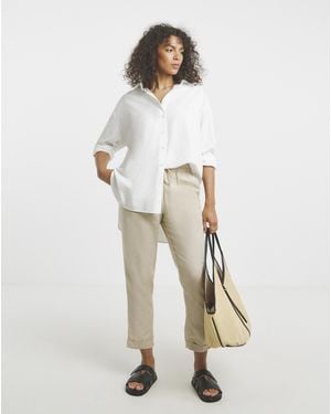 Simply Be Linen Tapered Trouser - White
