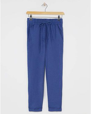 Simply Be Linen Tapered Trouser - Blue