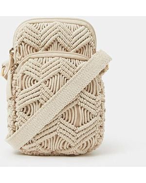 Accessorize Macrame Phone Bag - Natural