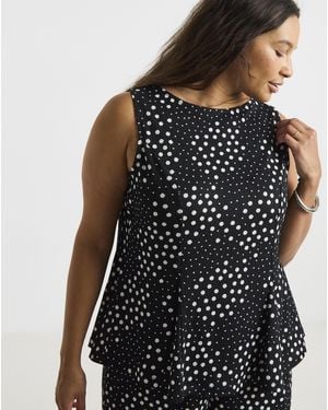 Simply Be Spot Peplum Top - Black