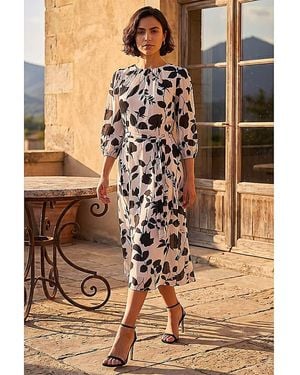 Roman Roman Floral Pleated Midi Dress - Brown
