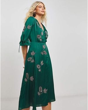 Hope & Ivy Vintage Wrap Dress - Green