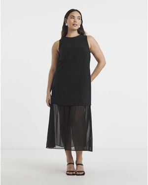 Simply Be 1 Sheer Skirt Midi Dress - Black