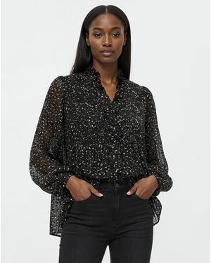 Religion Pleated Ruffle Shirt - Black