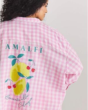 Simply Be Placement Graphic Beach Shirt - Pink