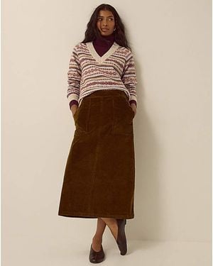 Monsoon Malika Corduroy Midi Skirt - Natural