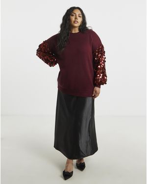 Lovedrobe Sequin Sleeve Jumper - Red