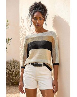 Roman Roman Colour Block Stripe Jumper - Natural