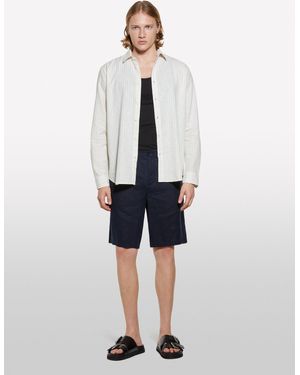 Sisley Dunkelblaue Bermudashorts Aus 100% Leinen, Mann, Größe - Weiß