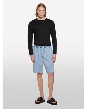 Sisley T-shirt A Maniche Lunghe Slim Fit Nera - Blu
