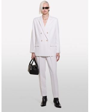 Sisley Cream Double-Breasted Blazer, , Creamy - White