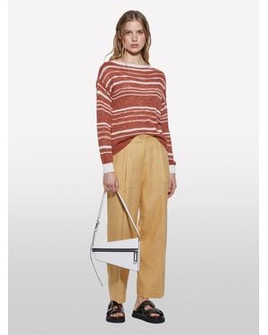Sisley Senffarbene Hose Mit Entspannter Passform Aus 100% Leinen, Frau, Größe - Weiß