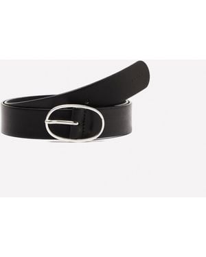 Sisley Leather Belt With Oval Buckle - White