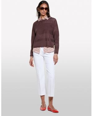 Sisley Maglia Marrone Con Scollo A Barca - Viola