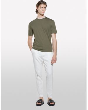Sisley T-shirt Verde Militare Con Contrasto - Bianco