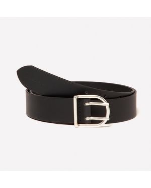Sisley Cintura 100% Pelle Con Fibbia Metallica - Nero
