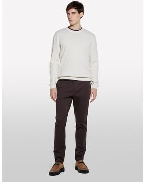 Sisley Pantaloni Chino Slim Fit Marrone - Bianco