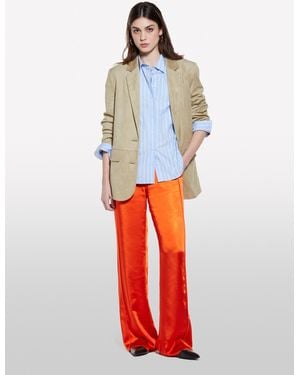 Sisley Pantaloni Palazzo Rossi In Raso - Bianco