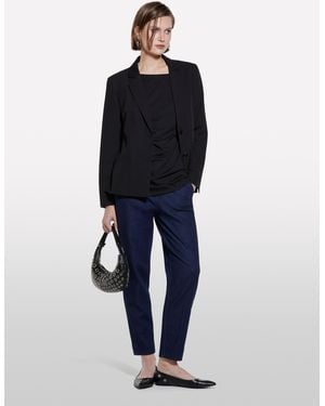 Sisley T-shirt Nera Con Scollo A Barca - Viola