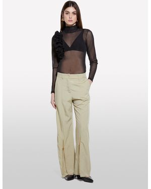 Sisley Pantaloni Palazzo Verde Militare Con Cerniera - Multicolore