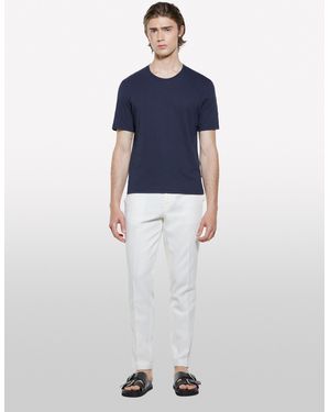 Sisley Cream Slim Comfort Fit Trousers - Blue