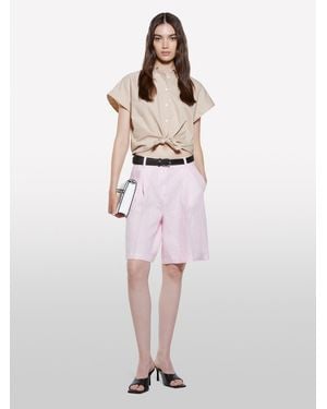 Sisley Oversized Fit Striped Shirt - Natural