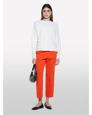 Sisley Pantaloni Flare Fit Rossi - Bianco