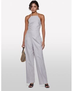 Sisley Tuta Grigio Chiaro Con Scollo Halter - Bianco